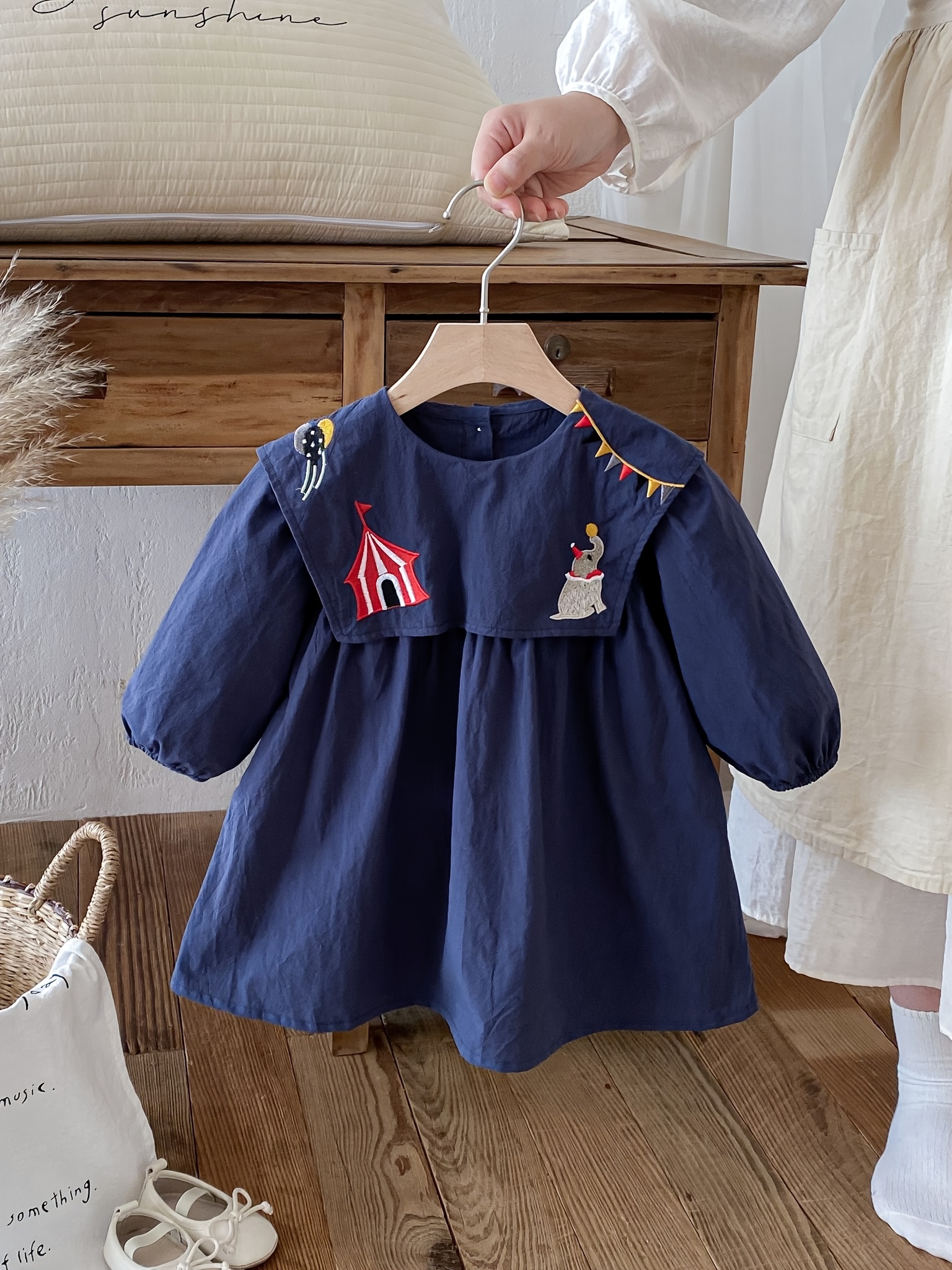 navy blue dress for baby girl Spazoro Toddler Girls Dress, Princess Long Sleeve Fall Winter Cotton  Christmas Fashion Dresses for Childs Girls Red Size 5 T