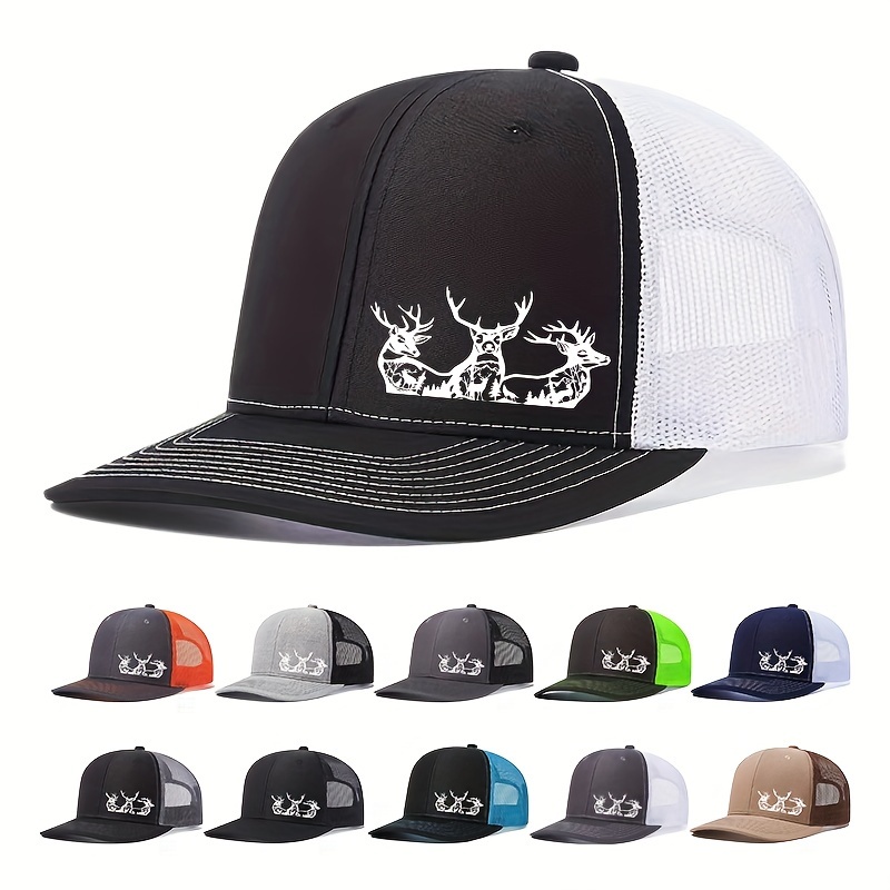

Outdoor Sports Elk Printed Mesh Cap Six-piece Sun Protection Baseball Cap