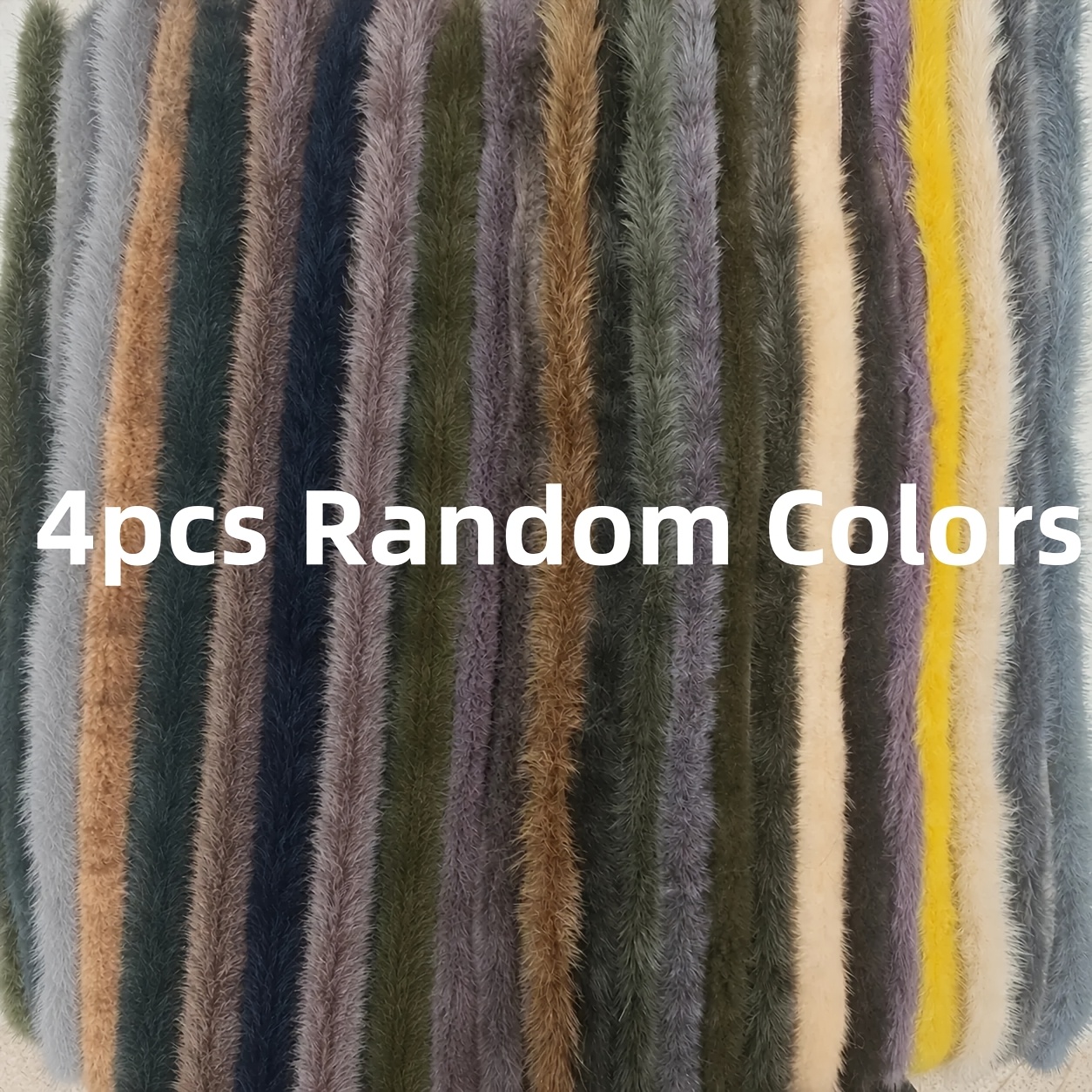 TEMU 4pcs 160cm/62.99in Fur Strips, Soft Fluffy Plush Trim Ribbons, Sewing Edge Trim Supplies For Collar, Hat, Hood, Cosplay Costume, Home Decor,