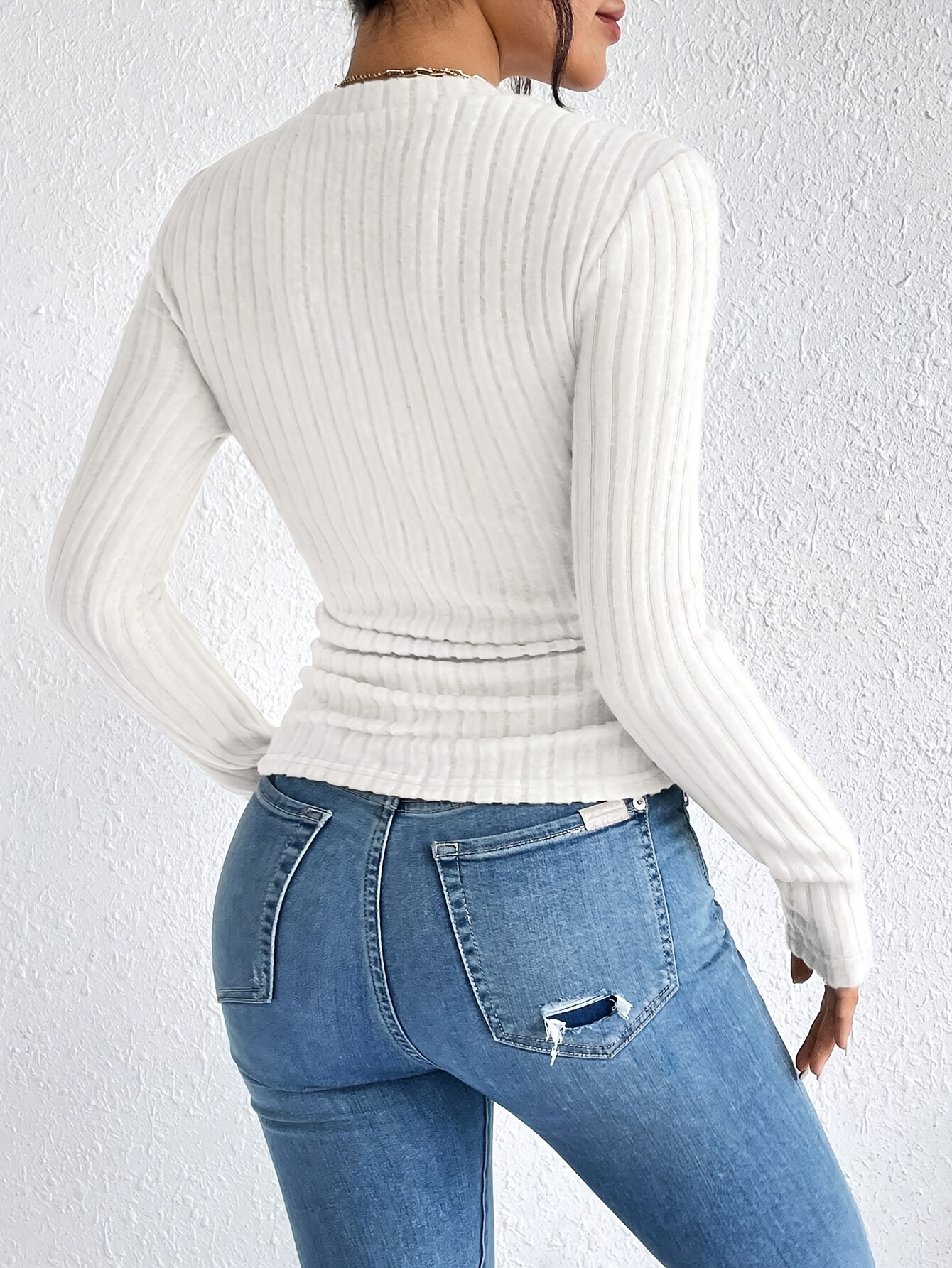 Women's Elegant Ribbed T-Shirt - Solid Black Round Neck Medium Stretch Top, Machine Washable Spring/Summer Casual & Formal Wear, Ladies T Shirts, Everyday Top, Classic Style, Stretchy Fabric, Basic Tee, Office Women