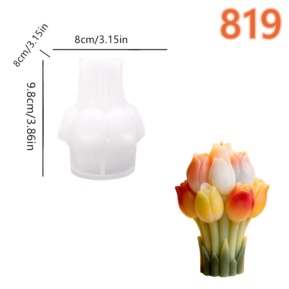TEMU 1pc Bouquet Tulip Mold, Suitable For Making Small Statue Decorations In Bedrooms, Living Rooms, Gardens, Car Decorations, Valentine's Day Gifts.