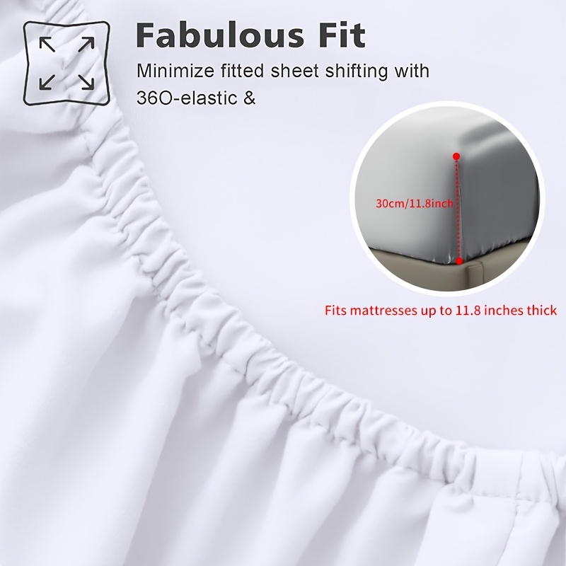 4pcs Comfort Satin Sheet Set - All-Season Versatile Non-Shrink, Ball-Free Machine Washable Luxury Fitted Sheets Soft and Smooth Bedding for Bedroom and Guest Room 1 * Flat Sheet + 1 * Fitted Sheet + 2 * Pillowcases