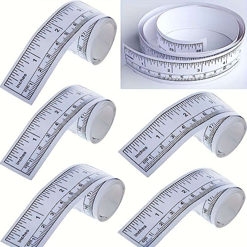 Temu – TEMU Set Of 5 Self-adhesive Measuring Tapes, Each Long, Featuring Dual Measurements In Inches And Centimeters, Ideal For Use On Workbenches,