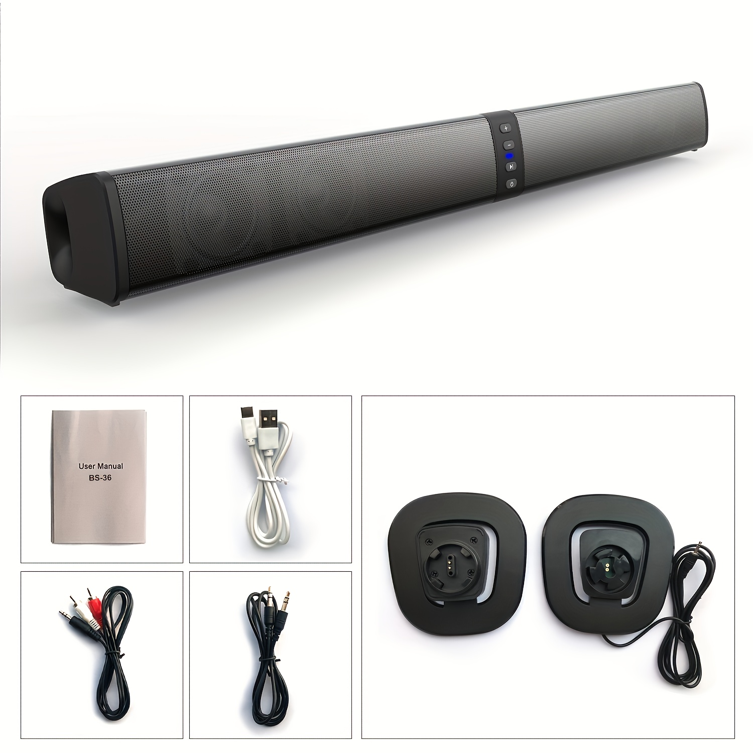 Wireless Home Theater Soundbar With Removable Design - Supports Wireless, Usb, Rca, Tf, Aux Connections | Suitable For Smartphones, Tablets, Tvs, And Music Players