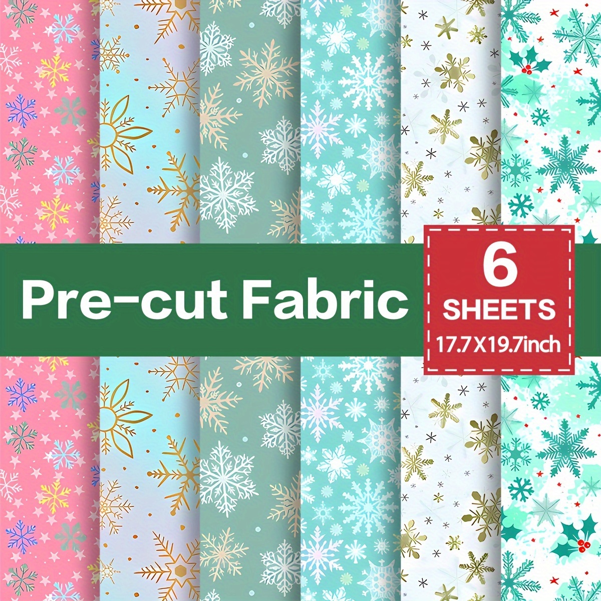 

6-pack Themed Quilt Fabric Bundle, 19.7x17.7 Inch Pre-cut Cotton Polyester (10% Cotton, 90% Polyester) 120gsm Squares For Diy Crafts, Gift Wrapping, & Patchwork Quilting