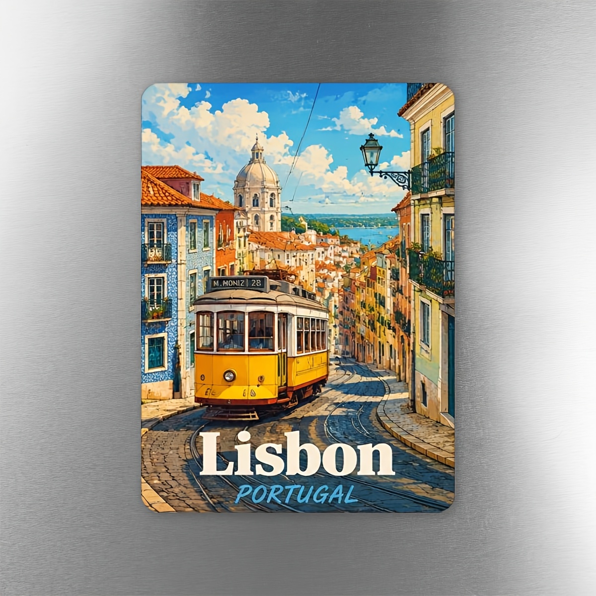 TEMU 1pc Modern Lisbon Magnet Sticker, Unique Gift, Creative Decor And Organizer For Refrigerator Surfaces And Iron Gate Surfaces, With Magnetic