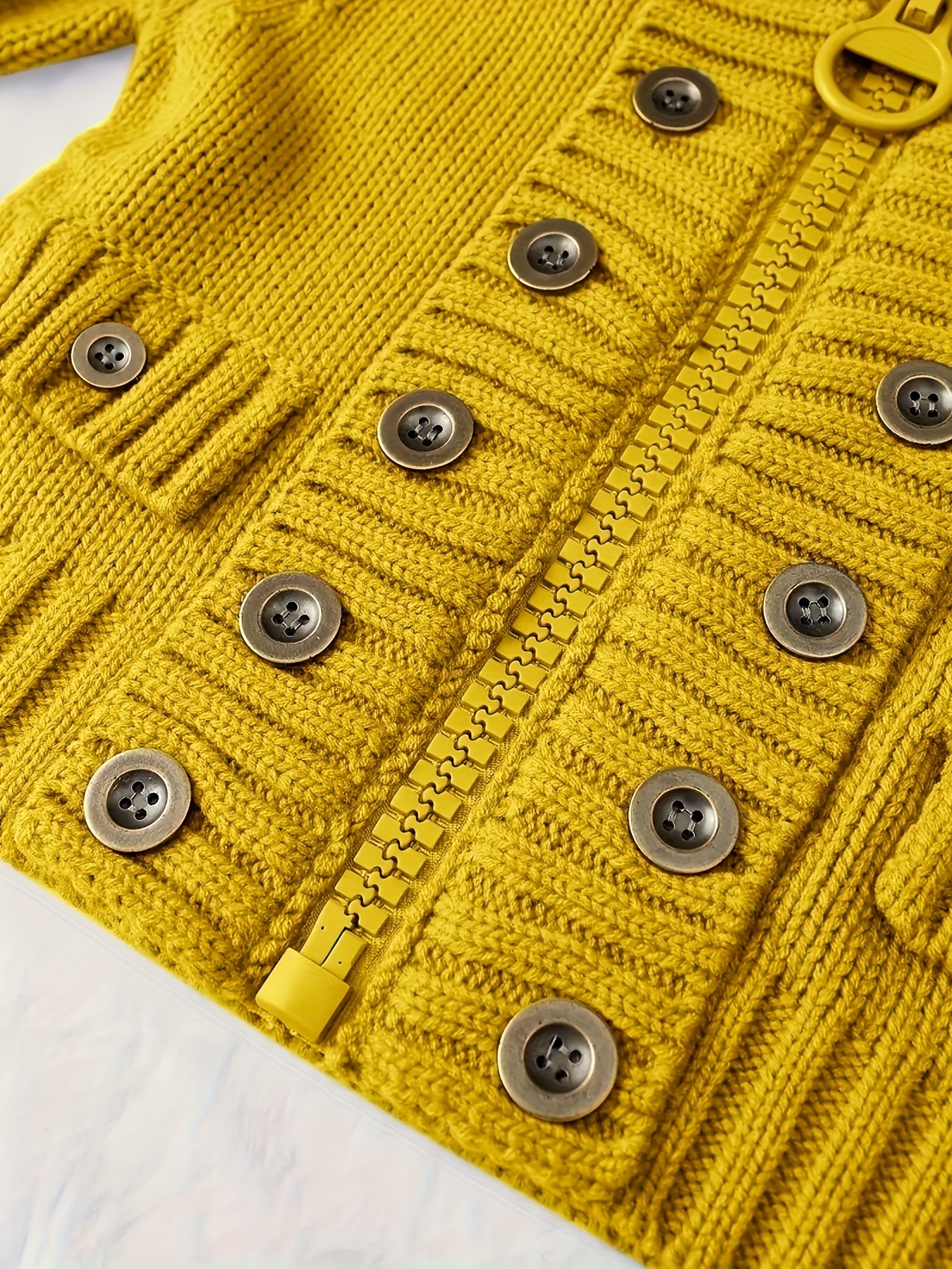 Multi-Button verzierte Stehkragen-Slim-Fit-Kardigan mit Reißverschluss