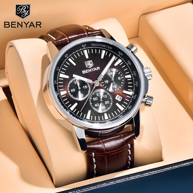 Benyar Herrenuhr Braunes Zifferblatt Herren Damen Uhren