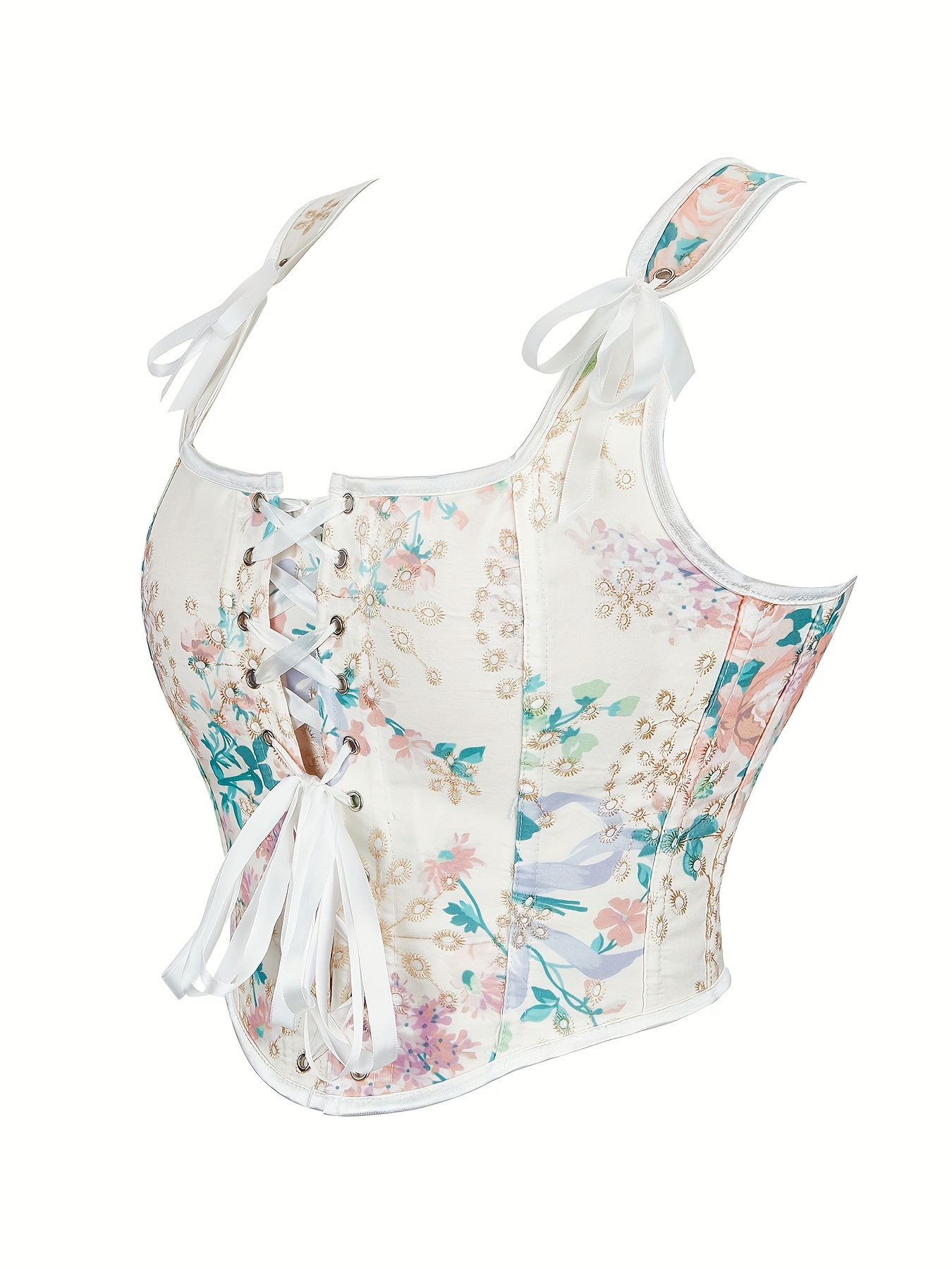 Intricate Floral Embroidery Flared Hem White Blouse