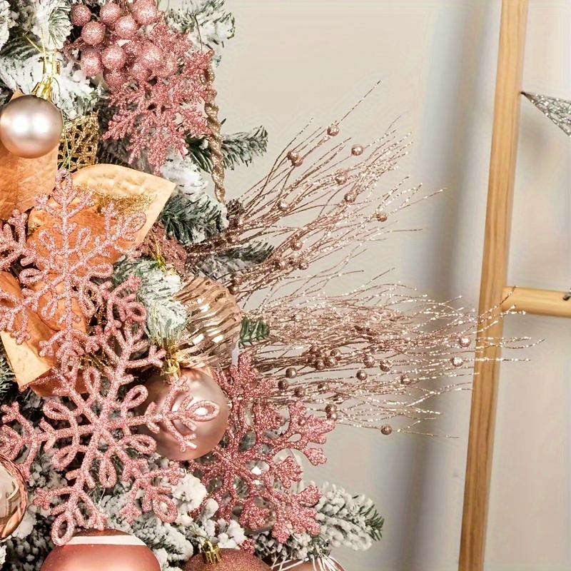 

10 Pieces Of Festive Shimmering Christmas Branches With Glitter Berries - 43cm Long, Perfect For Home, Wedding, Or Party Decorations - Artificial And Durable