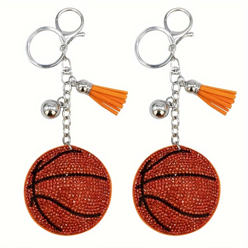 Porte-clés métal avec ballon orange de basket