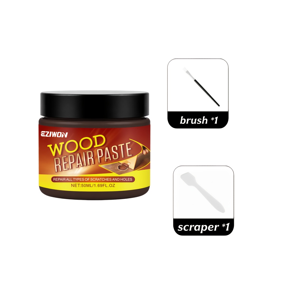 TEMU Repair Paste - Brown Repair Kit, Of Filler And 2pcs Tools, Quick Coloring, Of Wood Products Scratches, , Dents And Holes, Suitable For Tables,