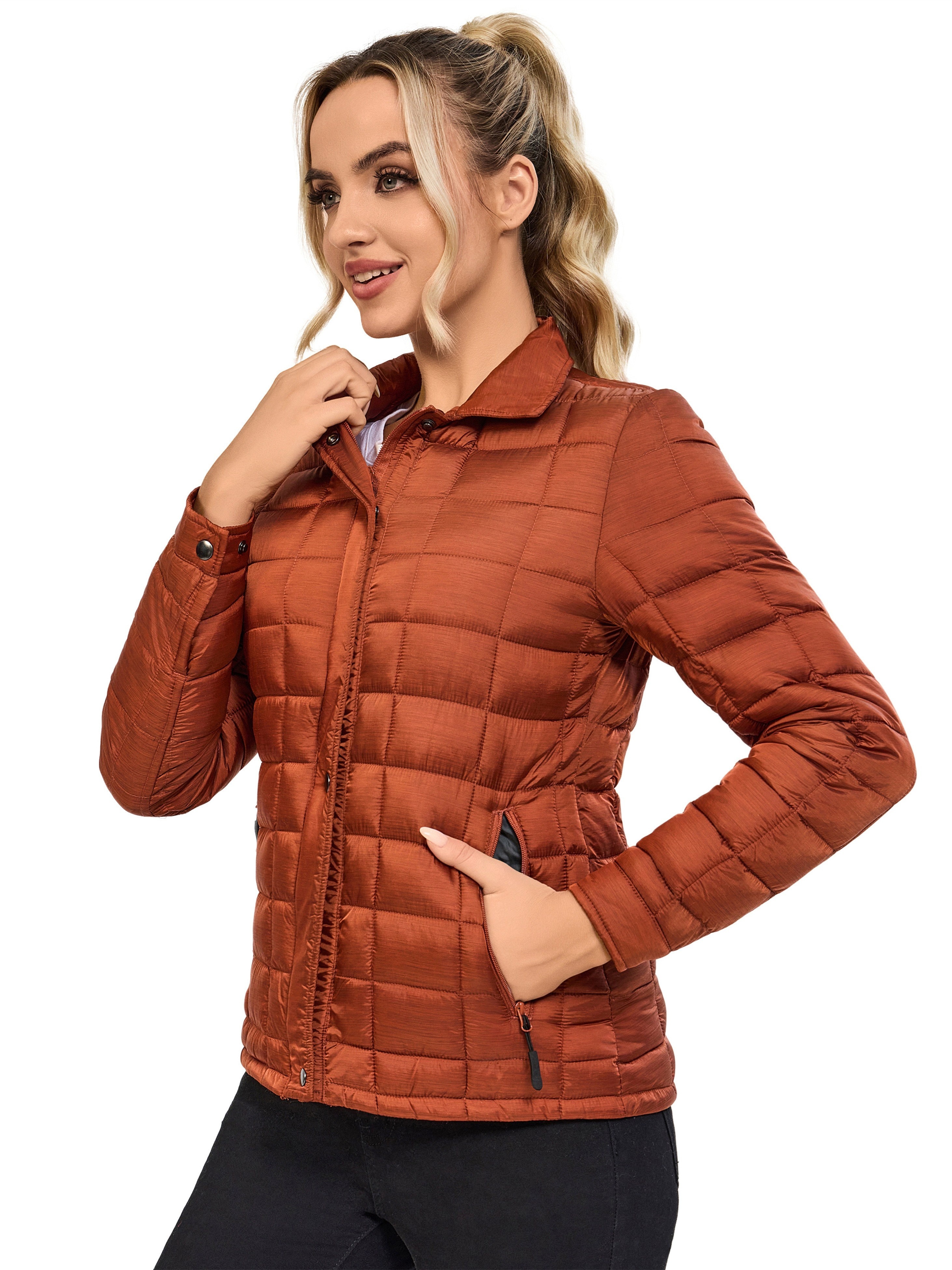 women's lightweight quilted puffer jacket windproof thermal Temu