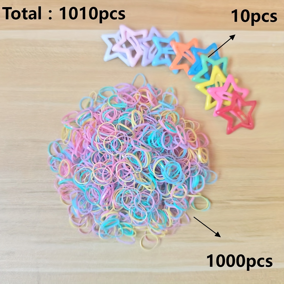1000pcs Colorful Rubber Bands Hair Ties, Scrunchies, Headbands, Hawaiian Style Beach Wedding Everyday Hair Accessories