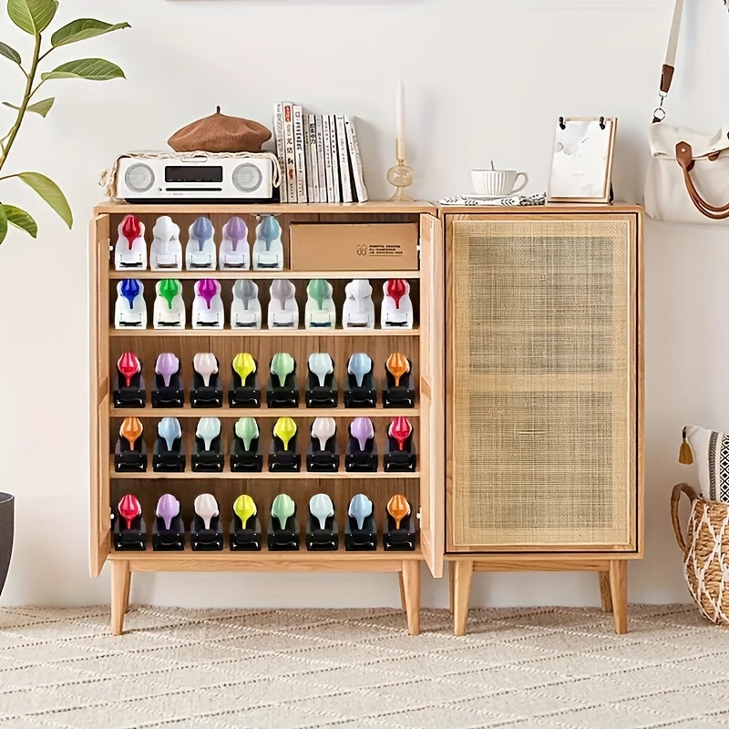 30-Pack Adjustable Shoe Storage Slots, Space-Saving Plastic Shoe Rack for Closet, Entryway, Hallway, Living Room, Bedroom, Easy Stackable, No Power Required, Home Organization Solution for Shoe Storage