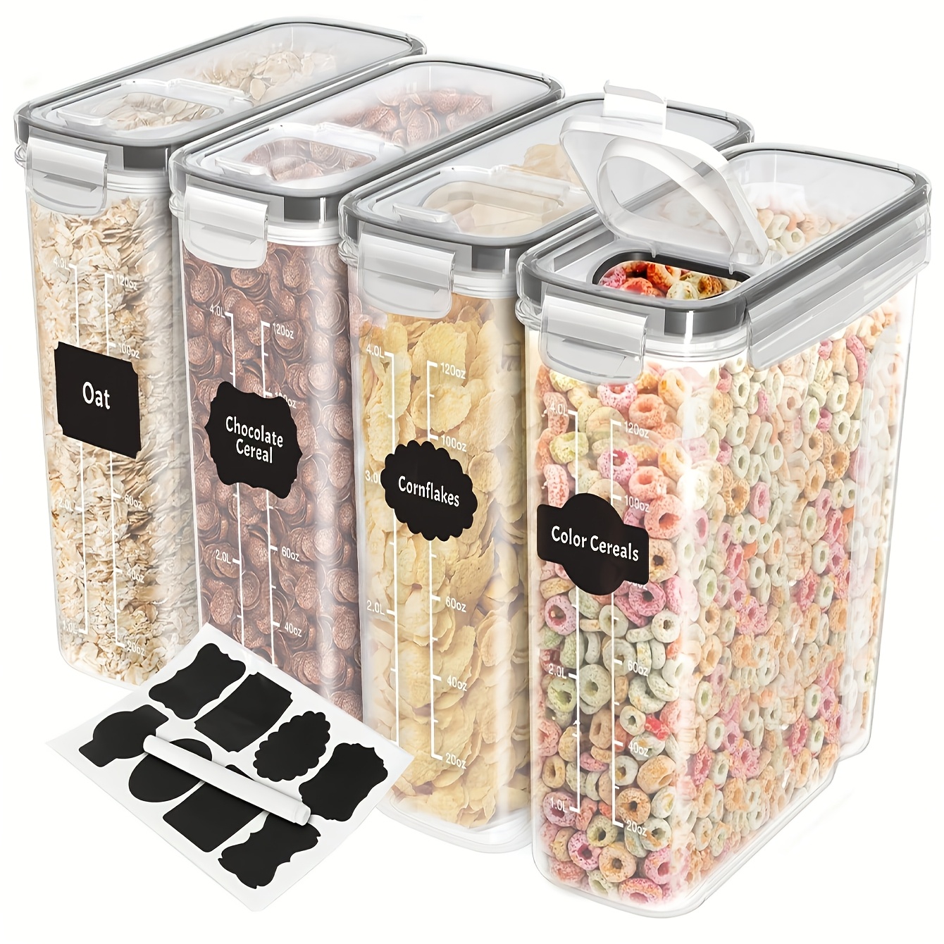 TEMU 4 Liter Pack Of Cereal Containers Storage - Liter Airtight Food Storage Containers & Cereal Dispenser For Pantry Organization And Storage