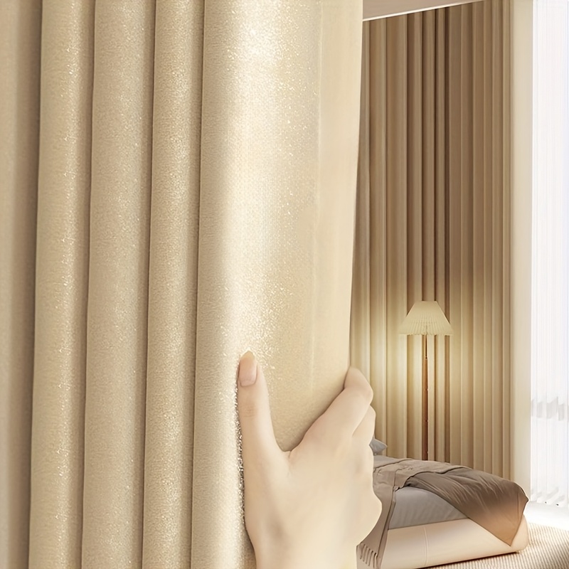 2pcs French Solid Luxurious Cream Blackout Curtains Finished Product, Specially Suitable for Living Room Bedroom Curtains, Opulent High-End Atmospheric Modern Curtains