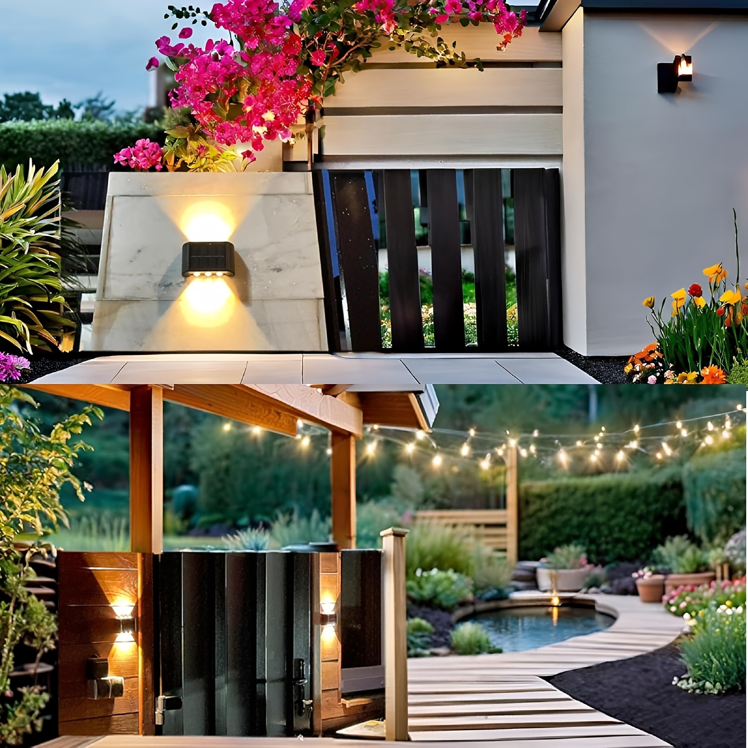 STAARICC 4/6/8 buc, Lampă Solară LED de Perete, Iluminat Ambiental Exterior, Lumină Decorativă de Perete pentru Exterior, Potrivită pentru Exterior, Curte, Vilă, Gard, Balcon, Terasă, Grădină