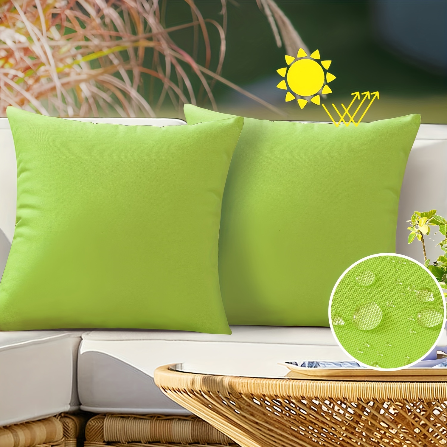 Throw Pillow Lime Green Outdoor Bench Cushion 2pcs Heavy-Duty