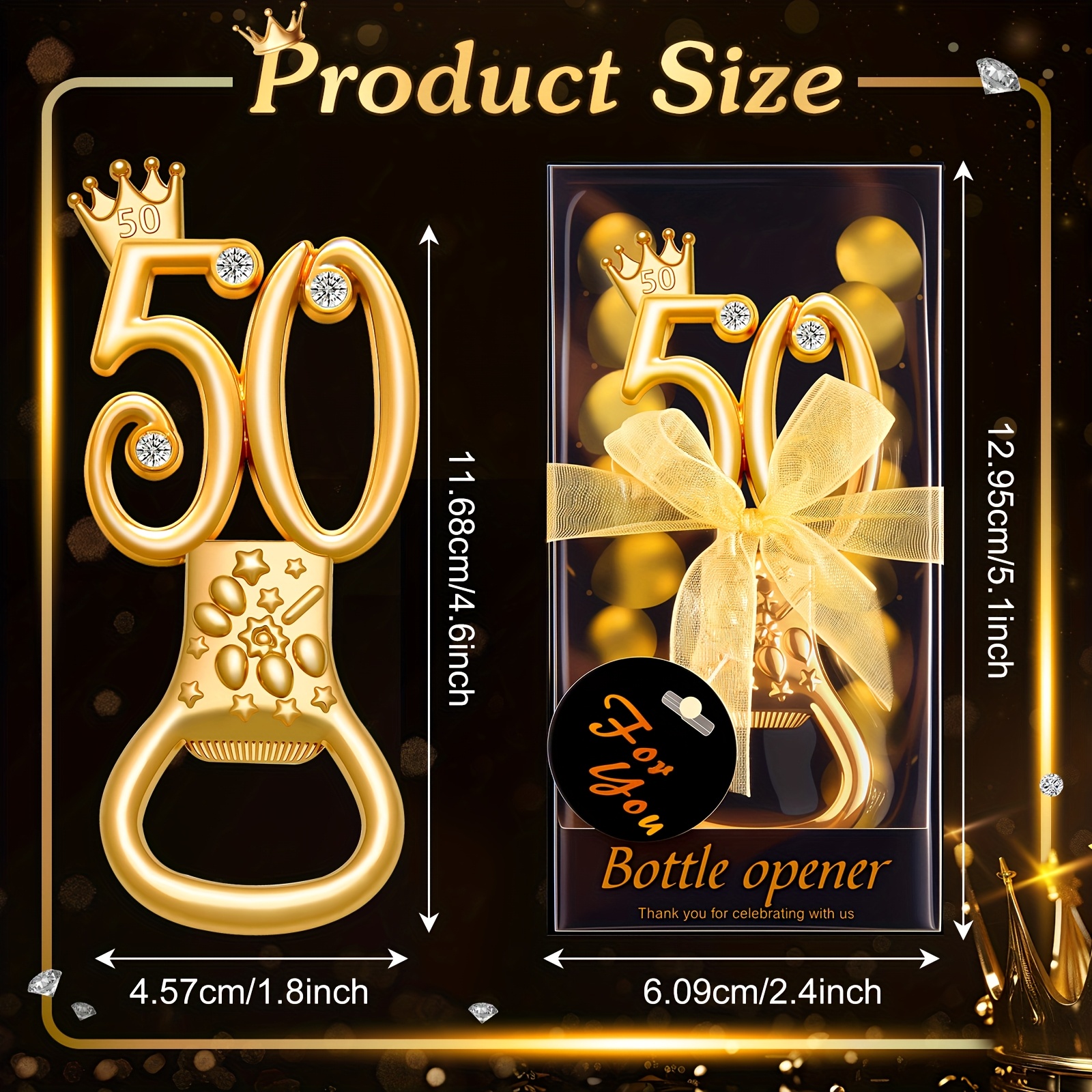 Set of 24 Black and   50 Bottle Openers for 50th Birthday Gifts, Birthday Parties, Anniversary Gifts, Wedding Keepsakes and Gifts for Guests, Valentine s Day Gifts, Kitchen and  , Party Favors