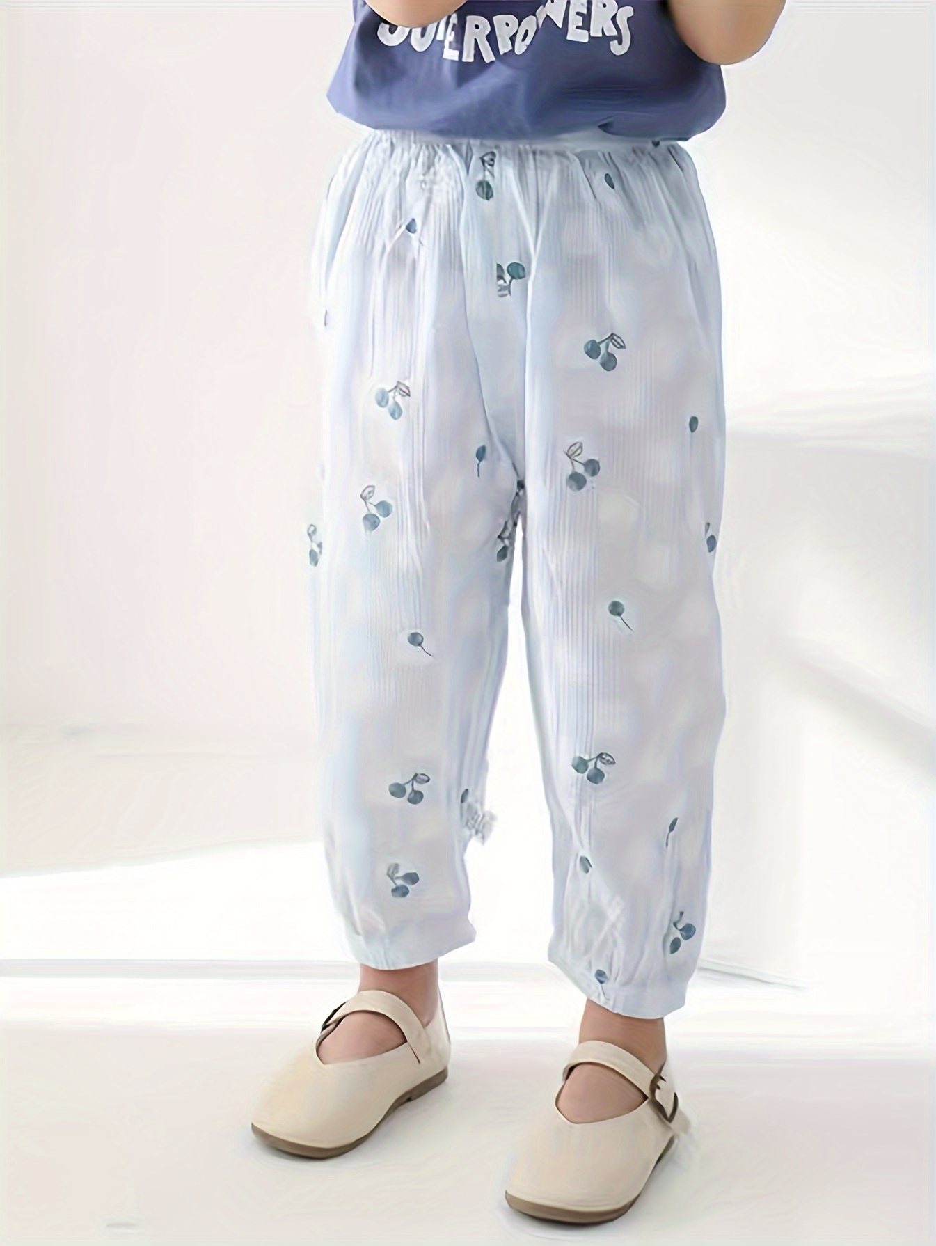 Sky blue culottes with cherry pattern - Sky Blue