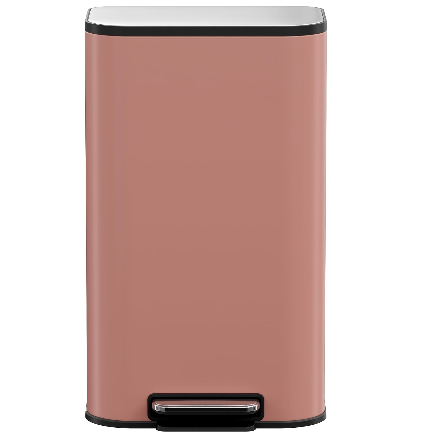 Image of 50l Kitchen Trash Can, Lid, Removable Inner Bin, Odor-proof, Foot-operated Galvanized Steel, Suitable For Kitchens, Bathrooms, And Offices, Weighing 6.9kg