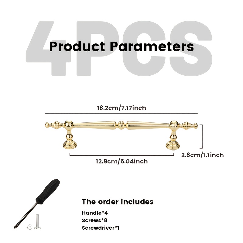 4pcs Style Handles With 1pc Screwdriver Gift, Sturdy And Corrosion-resistant, Suitable For Living Room Dining Room Bedroom Drawer Cabinet Handles