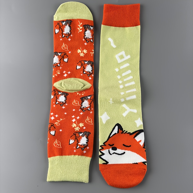 1 Pair Of Print Socks For Women, College Style, Instagram Trendy, Versatile Mid-calf Socks