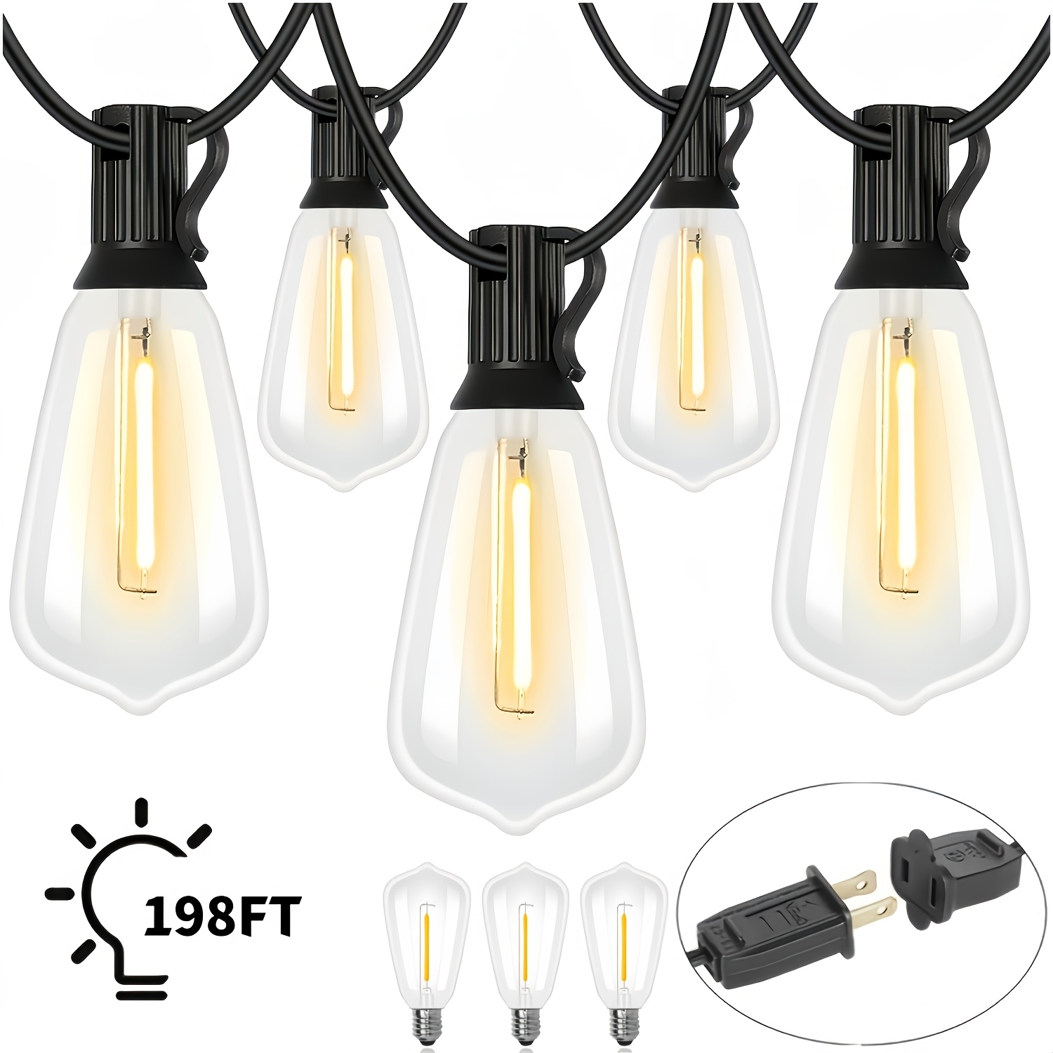 TEMU Guirlandes Lumineuses d'Extérieur Yuexincore ST38, Idéales pour la Décoration d'Halloween et de Noël, avec Options de Longueur de