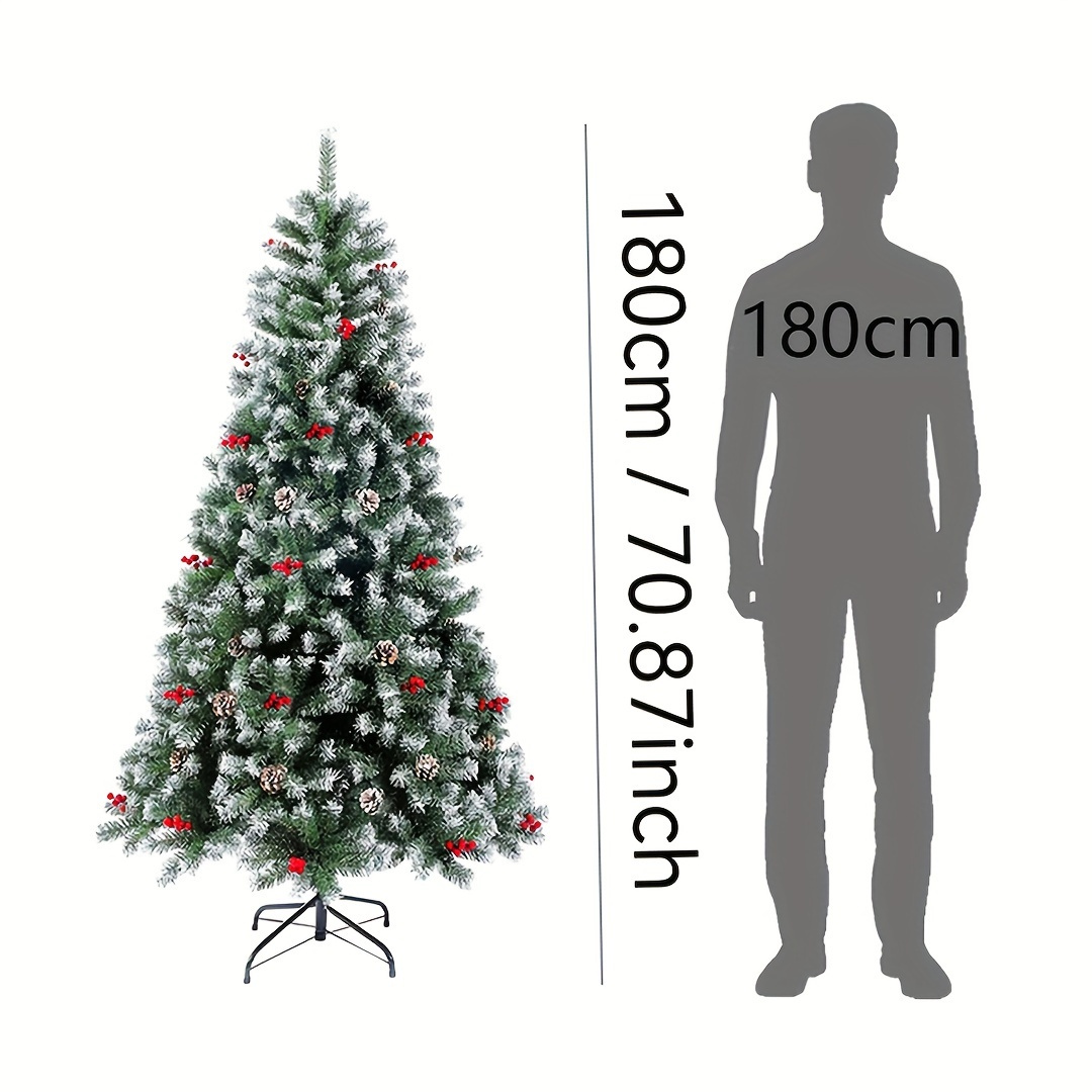 Image of Large And Dense Artificial Christmas Tree, 3 Size Options (150cm, 180cm), Detachable For , Retro Style With High Density Fir And Metal Stand – Halloween & Decorations