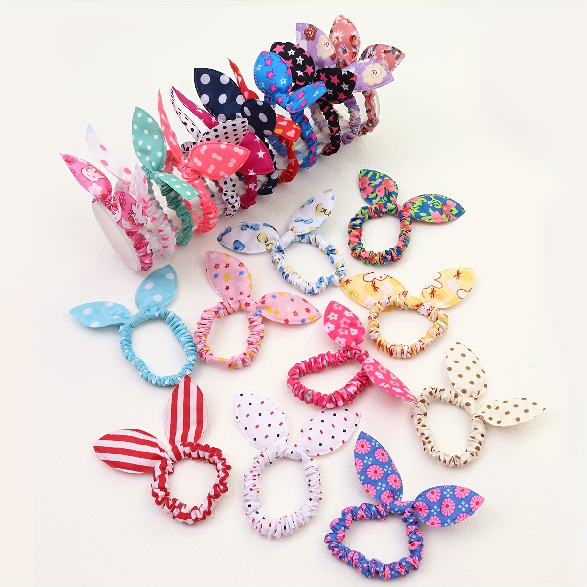 

20pcs Assorted Polyester Scrunchies Bow, Mixed & For Women, Pop- Ear , Suitable 15+