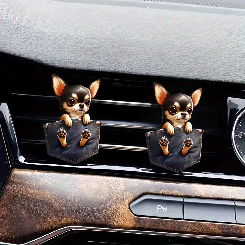 

2pcs Cute Chihuahua Car Air Freshener Set - Long- Scented Vent Clips For Fresh & Fragrant Vehicle Interior