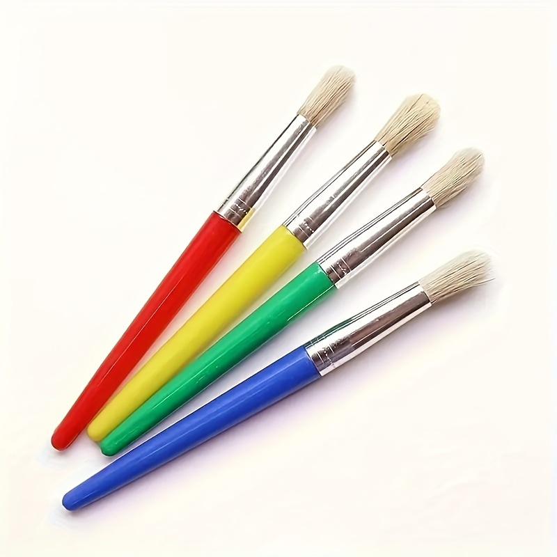 Image of 4pcs Set Of Round And Flat Bristle Artist Paintbrushes, Suitable For Tempera, Graffiti, Acrylic, Oil, And Watercolor Painting
