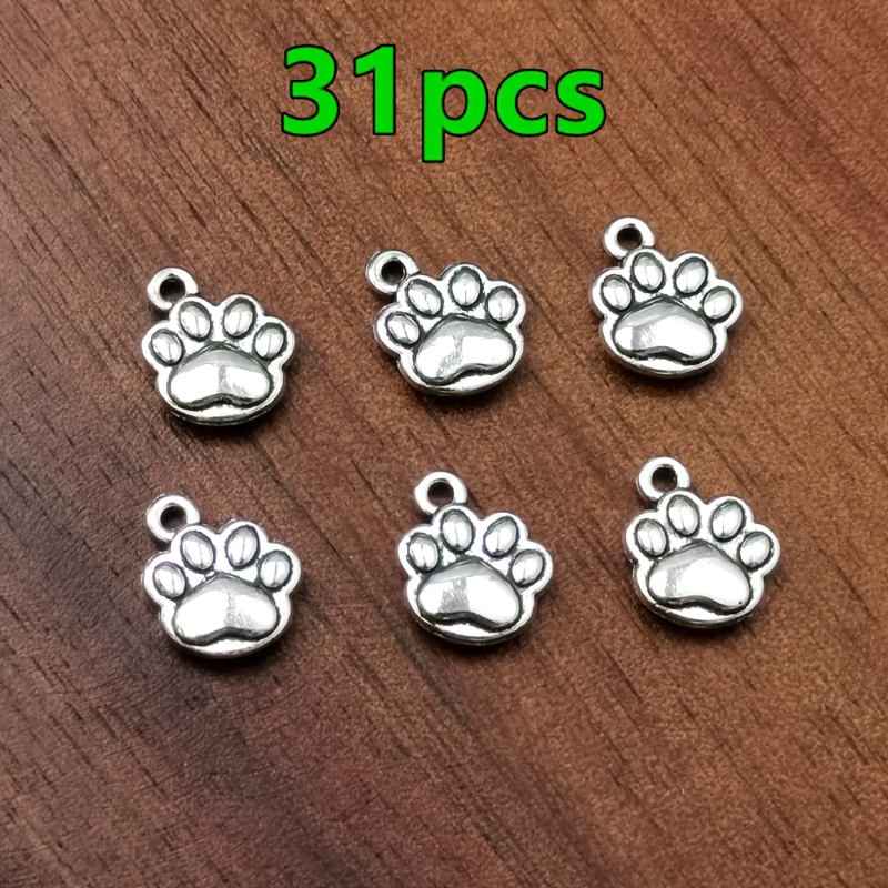 TEMU Lot de 31 pendentifs de patte , , patte de chien, breloques de mode pour femme, pour collier, boucles d'oreilles, bracelet, bracelet de cheville