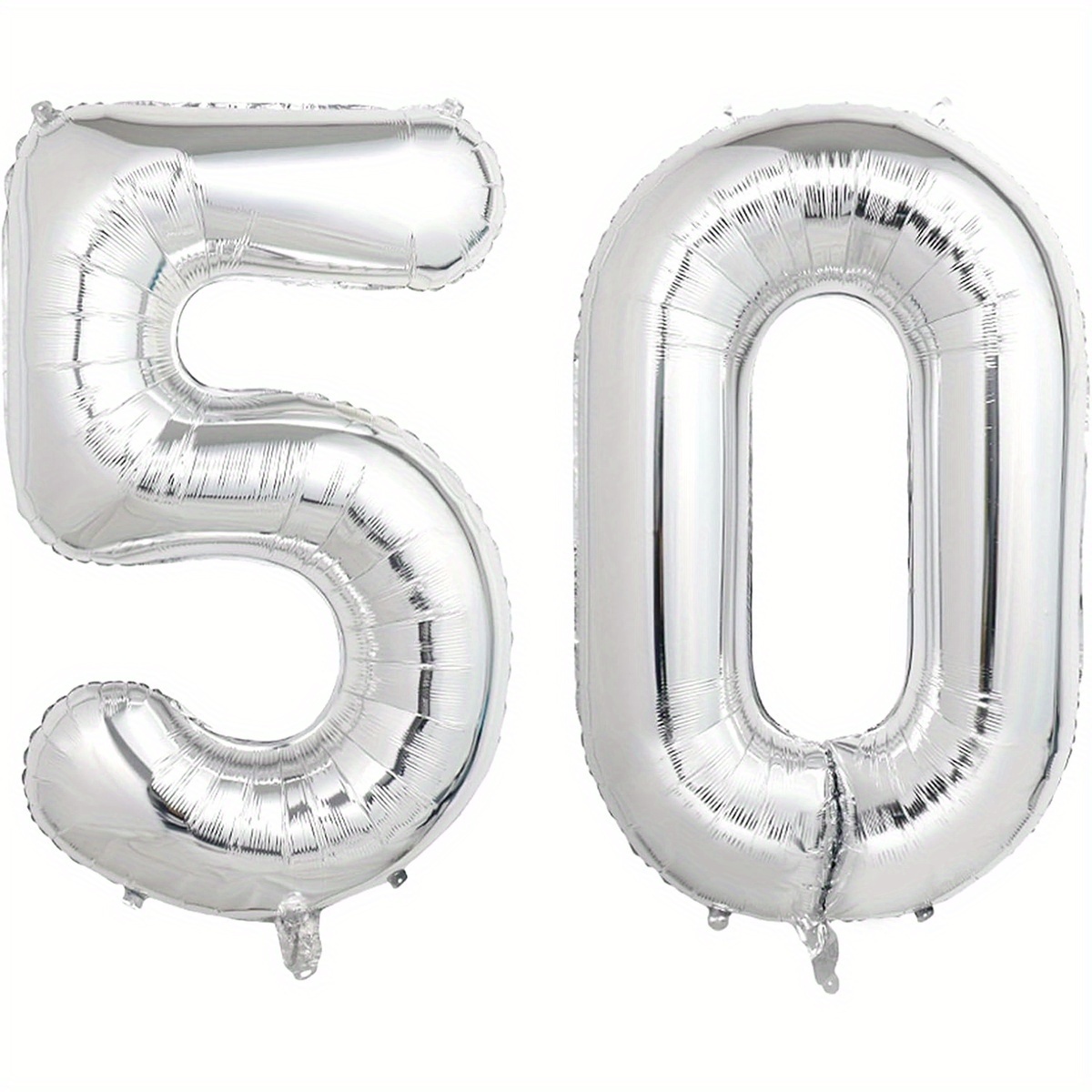 Image of Enormous 32-inch Silver Number Balloons For 50th Birthday Celebrations, Mylar Foil Helium Balloons For Anniversaries And Party Decorations
