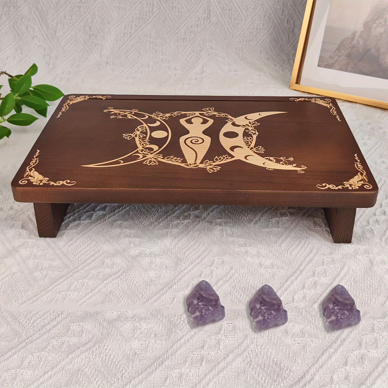 Wooden Altar Table with Card Holder, Meditation Table, Altar Table, Wooden Witch Altar, Wiccan Alter Table, Shrine