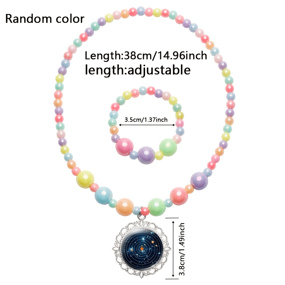 2pc Women's Educational Poster Jewelry Set, Planet Design