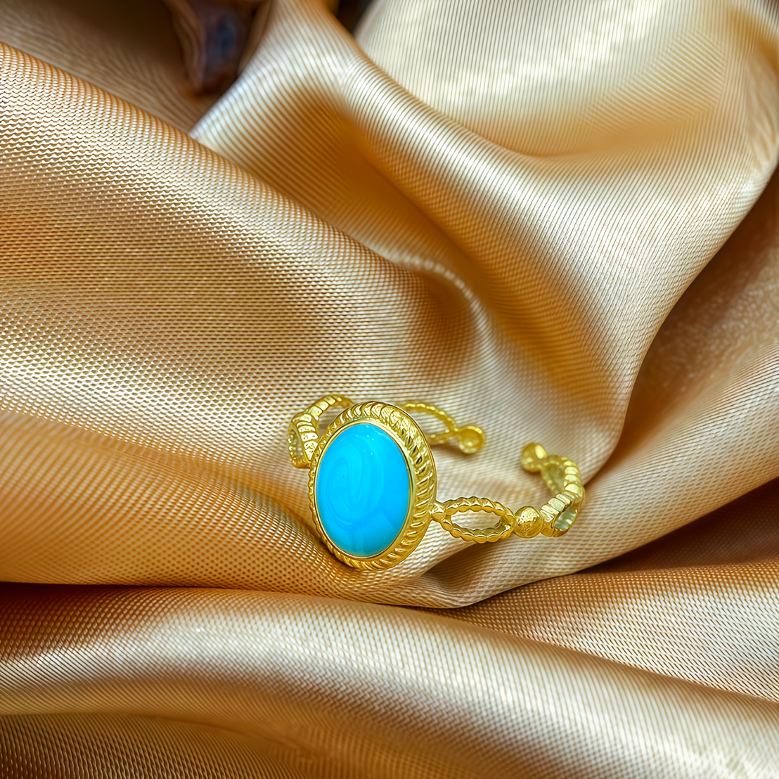 Trendy Hollow Oval Enamel Drip Glaze Stainless Steel Ring