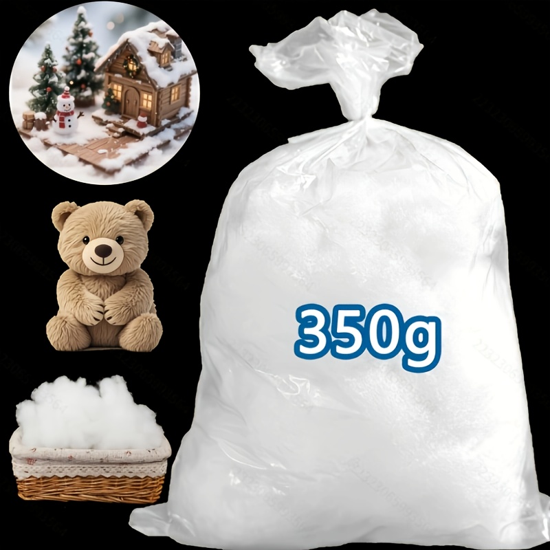 E-shop 1000G/500G//350G Ultra-Weiche Weiße Polyesterfaser Füllung - Hochelastische Feinfaser, Geeignet für Weihnachts-Schneeflocken Dekorationen,