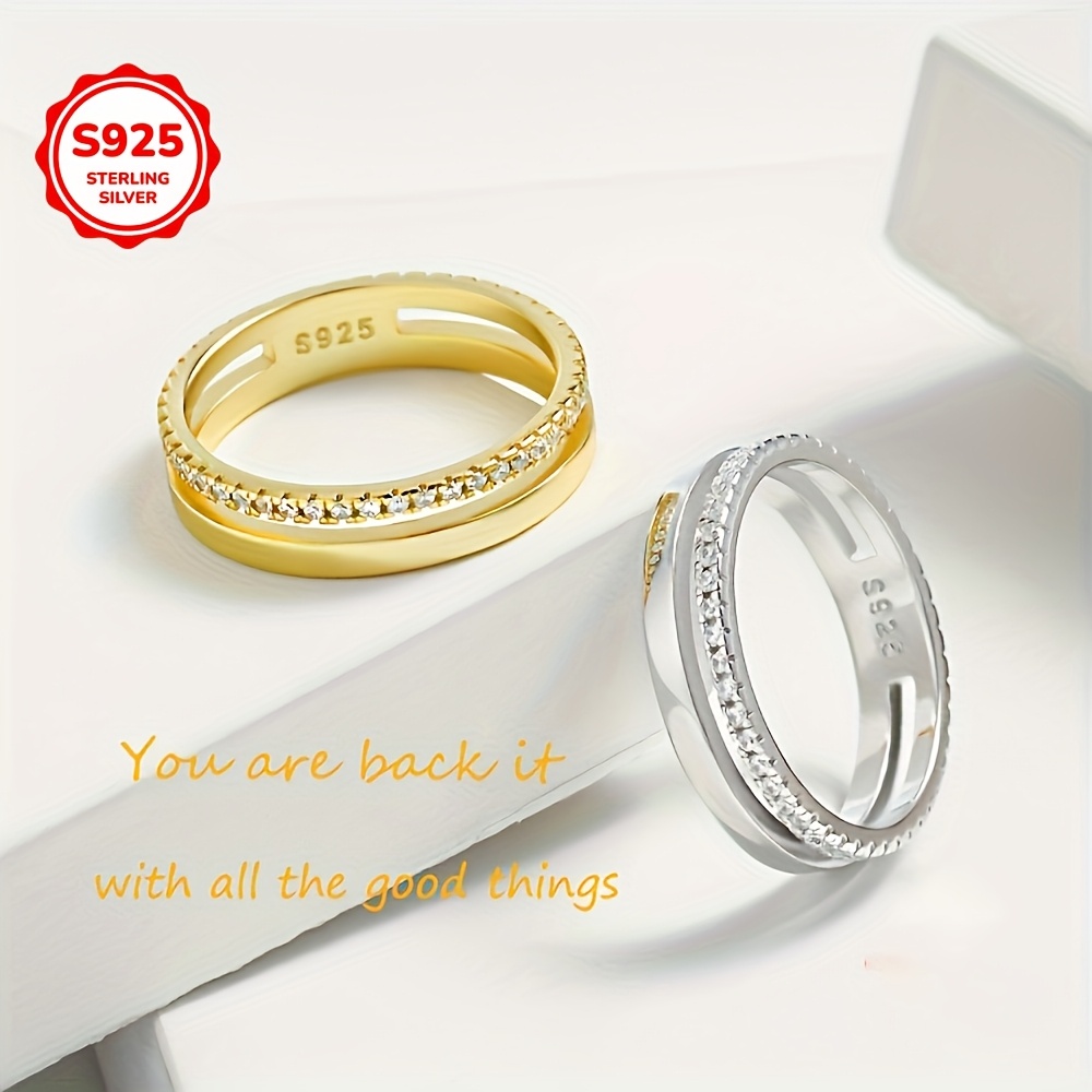 

A High-quality, Stylish Ins European And Wear 2.2g 925 Silver Double-layered Zirconia, A Gift For Valentine's .