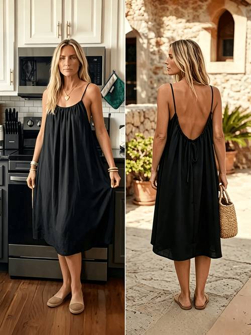 new womens suspender backless loose dress comfortable suspender dress