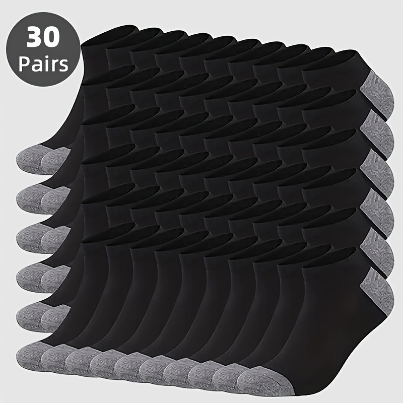 E-shop 30 Paar atmungsaktive, unsichtbare Herrensocken - Stilvolle, kontrastierende Farben, perfekte Wahl für Herren- und Damensocken im Frühling und