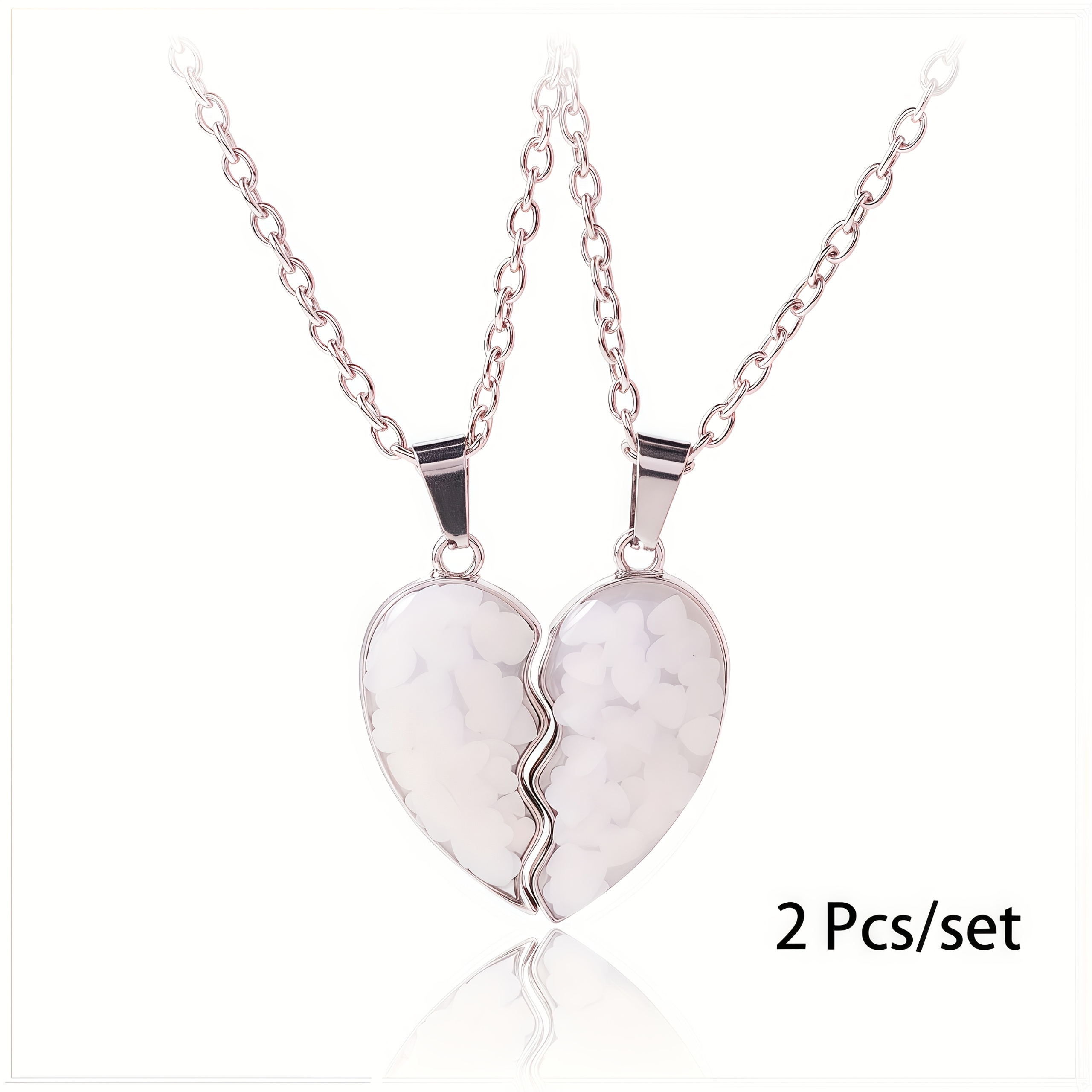 Heart-Shaped Pendant Necklace Set for BFFs and Couples