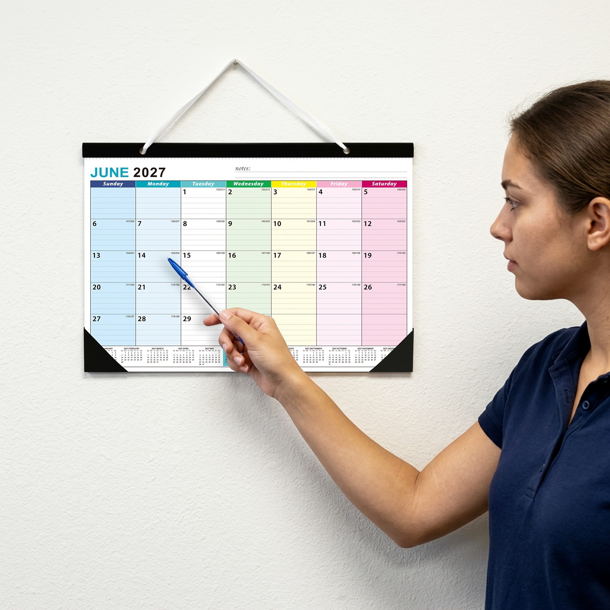 TEMU Calendario da parete 2026-2027, calendario da parete e da scrivania strappabile da 18 mesi ( 2026- 2027), agenda mensile grande 16,85 x 11,9