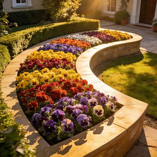 item picture 36 stem artificial five branch six color pansy bouquet tricolor pansy home landscape decoration greenery outdoor ornament suitable for holiday event decorations