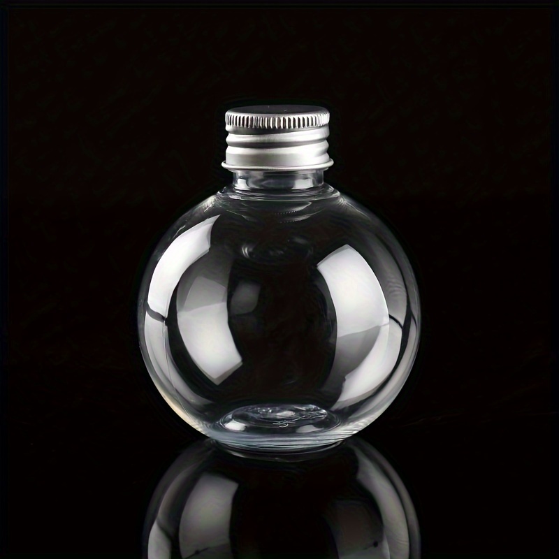 

25pcs Clear Plastic Ball Bulb Bottles With Aluminum Caps, Portable Lightweight Drink Containers For Party Beverages