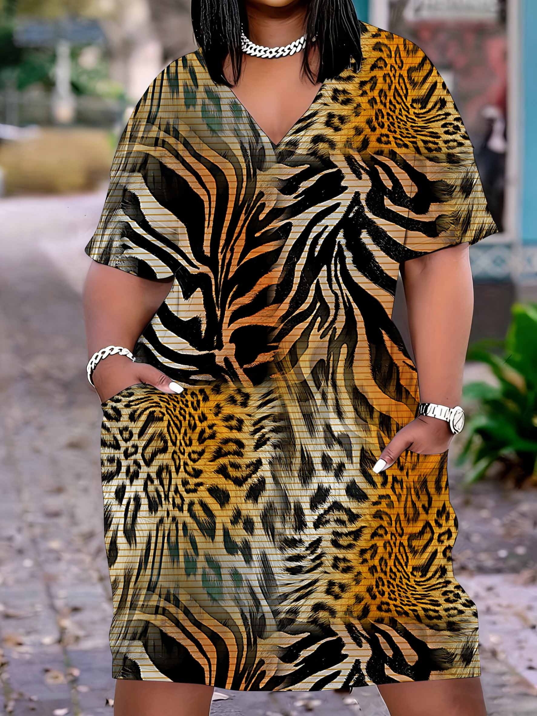 chinese dress ladies Tara Wrap Dress - Organic Leopard Print main image 0
