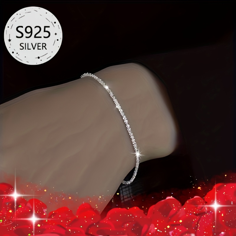 3pcs 925 Sterling Silver Cross Necklace & Sparkling Bracelet Set