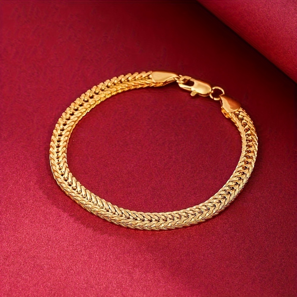 

Luxury Golden-tone Hip Hop Men's Bracelet - Stainless Steel, Fashionable Gift For Boyfriend