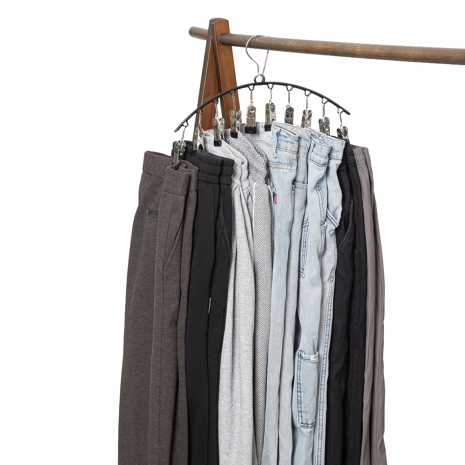 TEMU 4pcs/2pcs/1pc, Space-saving Curved Hangers, Suitable For Yoga Pants And Leggings - Comes With 10 Closet Organizing Clips, Ideal For Pants And Socks Display In Clothing Stores